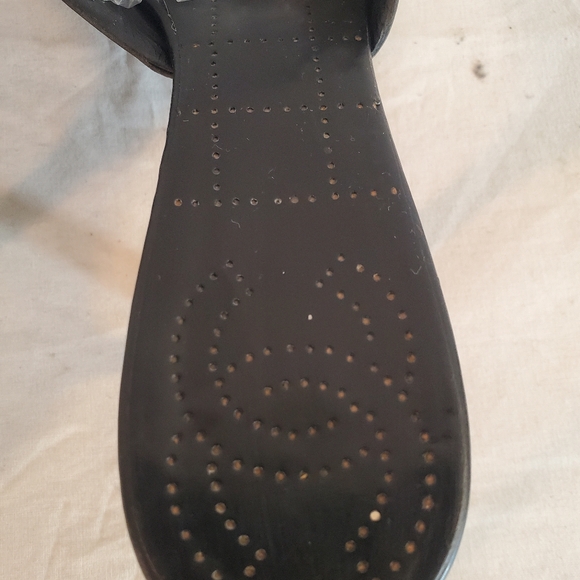 Vintage Chanel Women’s 39.5 Black Logo Leather Open Toe Sandals Heels - Picture 8 of 15